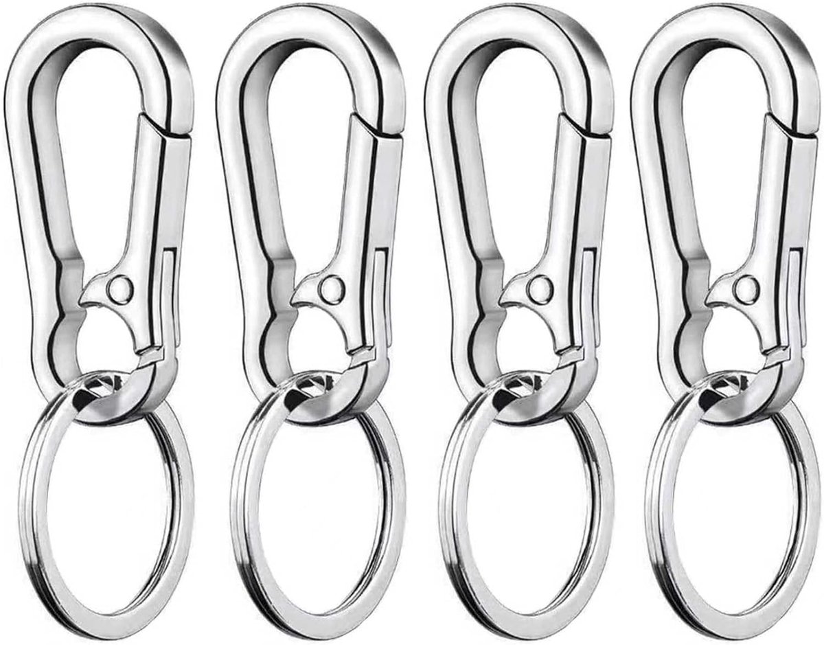 Set van 4 Metalen Karabijnhaken - Stevige Sleutelhangers - Voor snel toegang - Ideaal voor dagelijks gebruik - ShopVlot