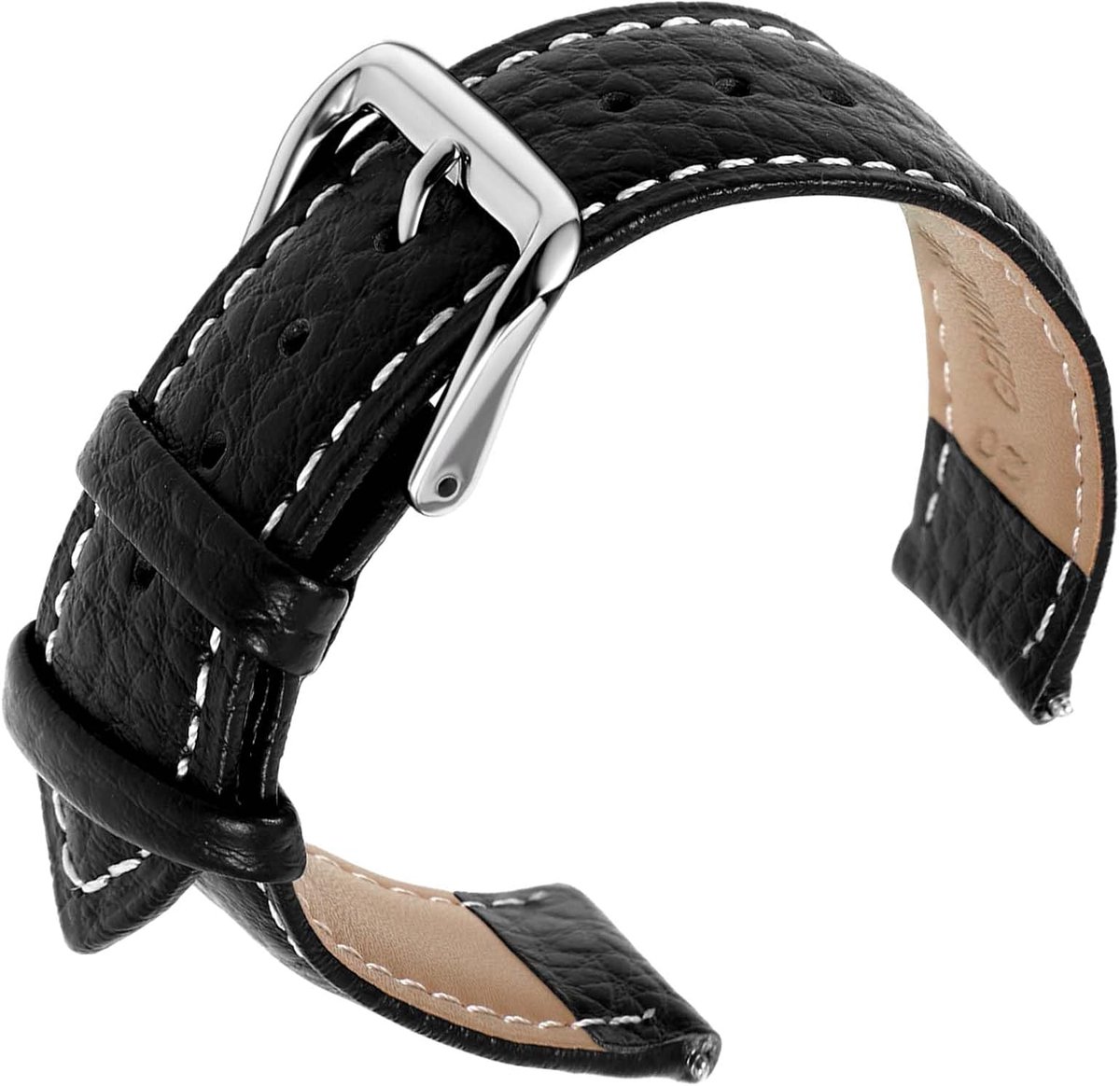 Horlogeband leren - Textuur gepolsterd vintage - Rvs sluiting - Eenvoudige vervangband - ShopVlot