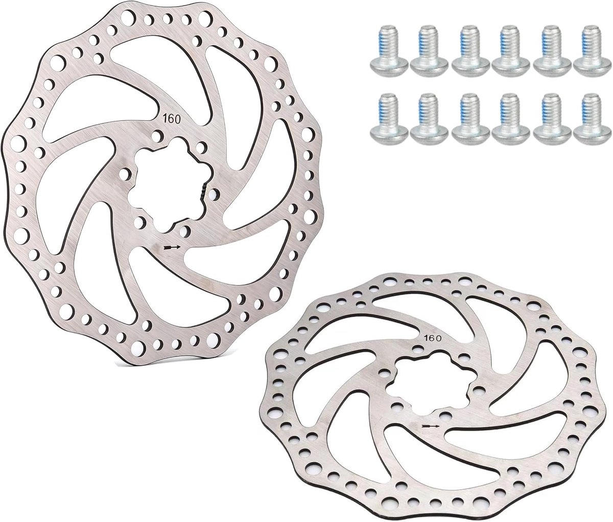 Fietsremschijven 160mm - RVS - 6-Hole Set - Efficiënte warmtedissipatie - ShopVlot