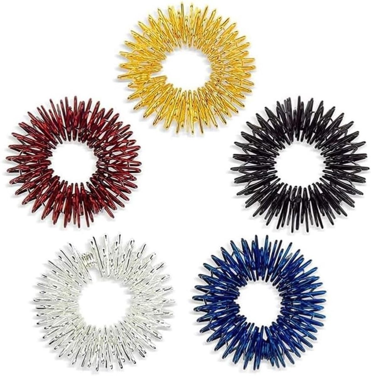 Set van 5 Acupressuur Massage Ringen voor Pijnverlichting en Sensorische Stimulatie van de Vingers