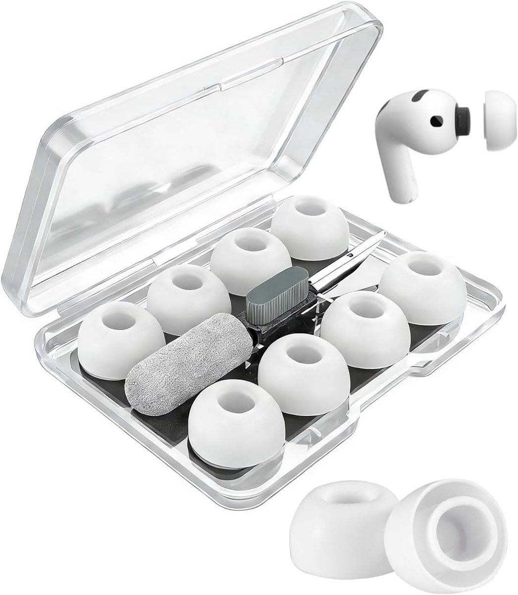4 paar oorkussens, compatibel met AirPods Pro 3, met reinigingsstift en gat voor geluidsreductie, antislip, van zachte - ShopVlot