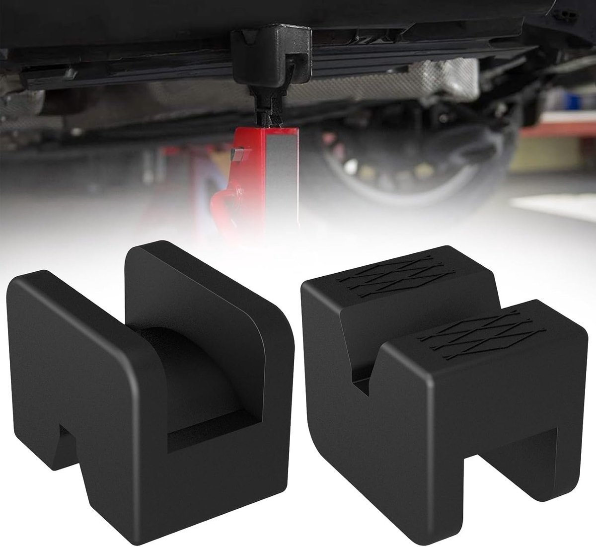 Chelhead Rubber Jack Pads, Universal Slotted Frame Floor Jack Welding Adapter, Pack of 2, Clamp Weld Protection, Black - ShopVlot