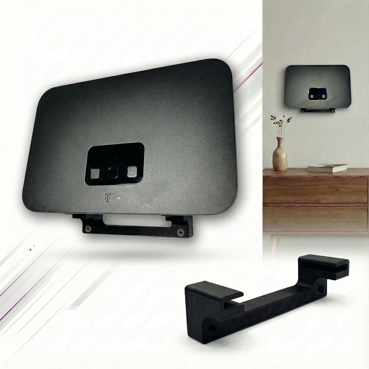 Wall Mount for Telekom Speedport Smart 4 Router - Holder WLAN Wall Mount Smart Holder - Black - ShopVlot