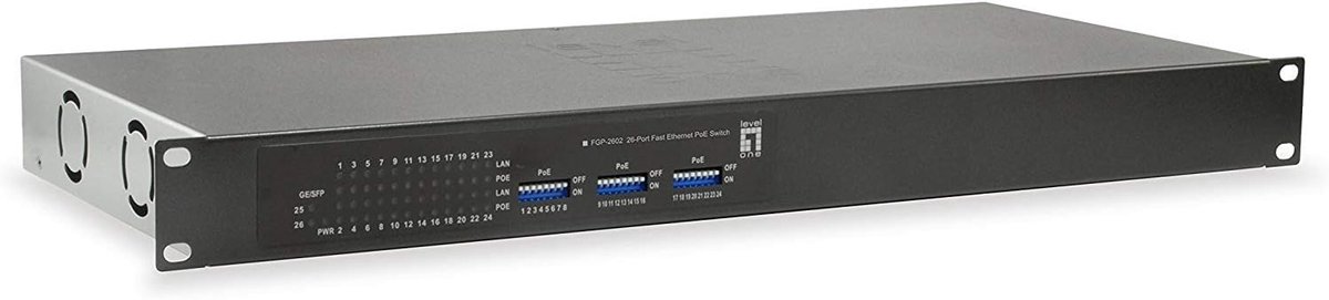 LEVELONE Switch 24x FE FGP-2602 2xGSFP 19" 150W 24xPoE - ShopVlot