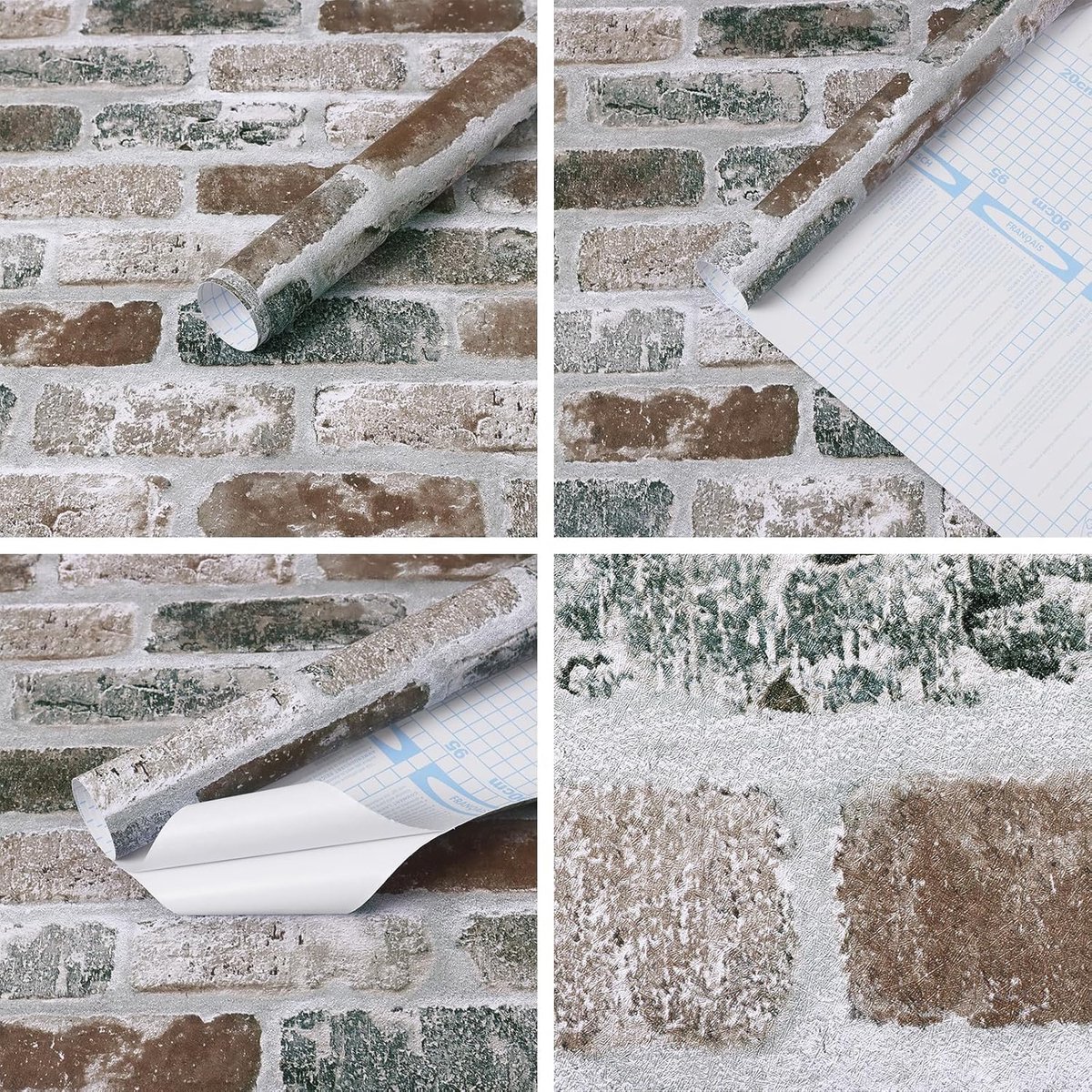 Timeet Self-Adhesive Wallpaper Stone Look 44 x 300 cm Grey Brown Stone Wallpaper Brick Adhesive Film Brick Vintage - ShopVlot