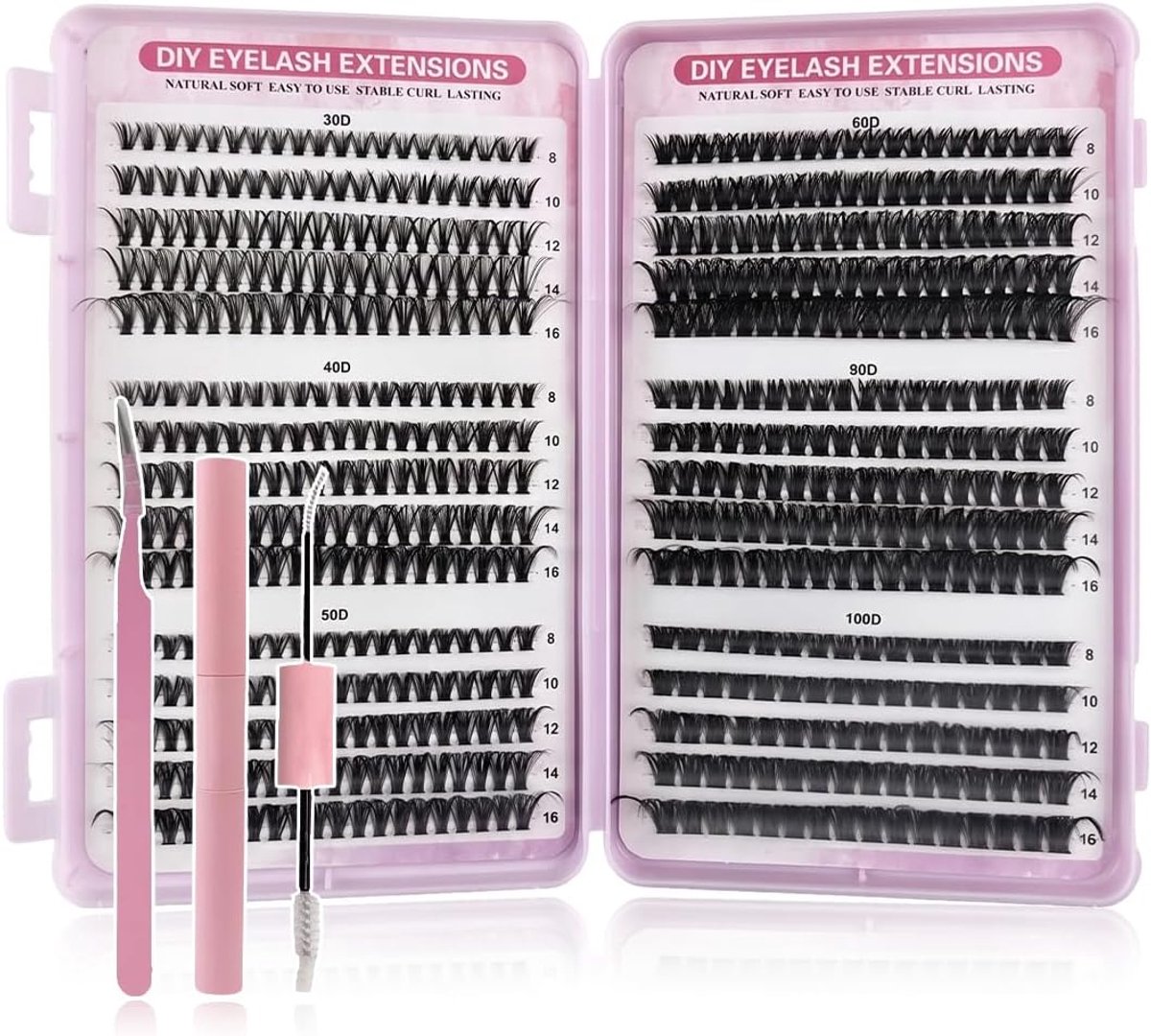 Wimpercluster,Wimperextensions 30-40-50-60-80-100D Curl Wimperextensions Set Kunstwimpers voor wimperverlenging thuis - ShopVlot