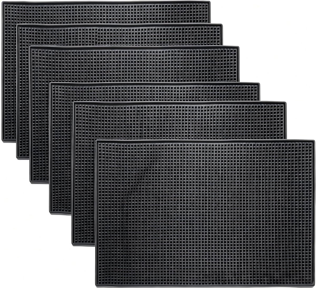 Homtone Rubberen overloopmat, 6 stuks, waterdichte zwarte antislip rubberen barmat, barservice, morsmat voor keuken - ShopVlot