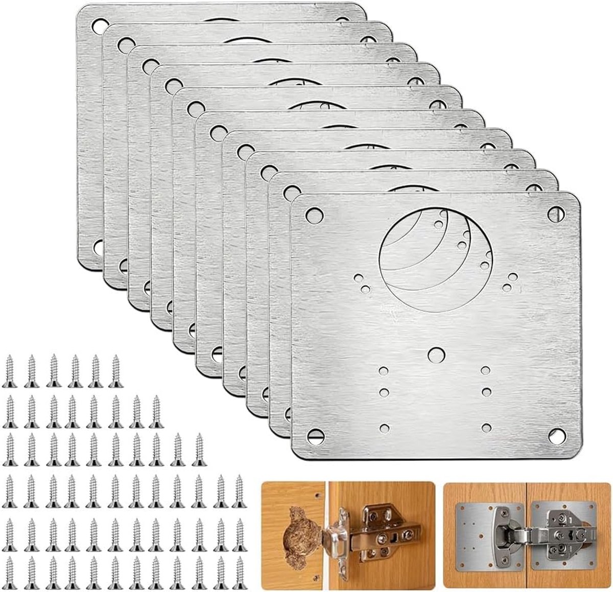 10 stuks Scharnier Reparatieplaat, voor houten meubels, met schroeven - ShopVlot