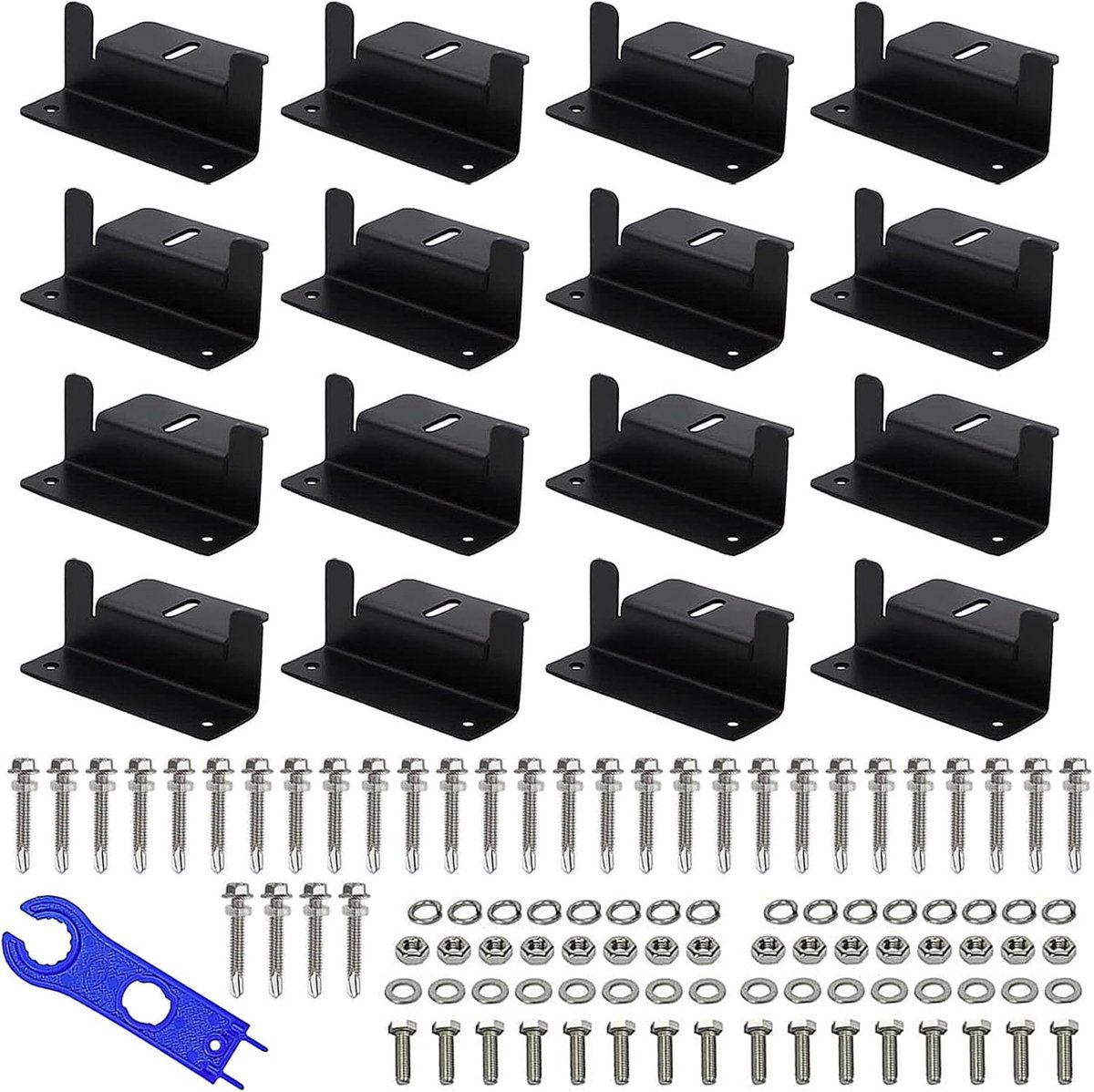 16pcs Solar Module Z Holders, Solar Panel Holder with Nuts Screws and Installation Tools, Solar Mounting Brackets for - ShopVlot
