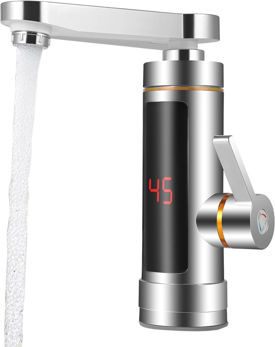 Instant Electric Water Tap, Electric Water Heater, LCD Temperature Display, 360° Mixture, Swivel Kitchen Faucet - ShopVlot