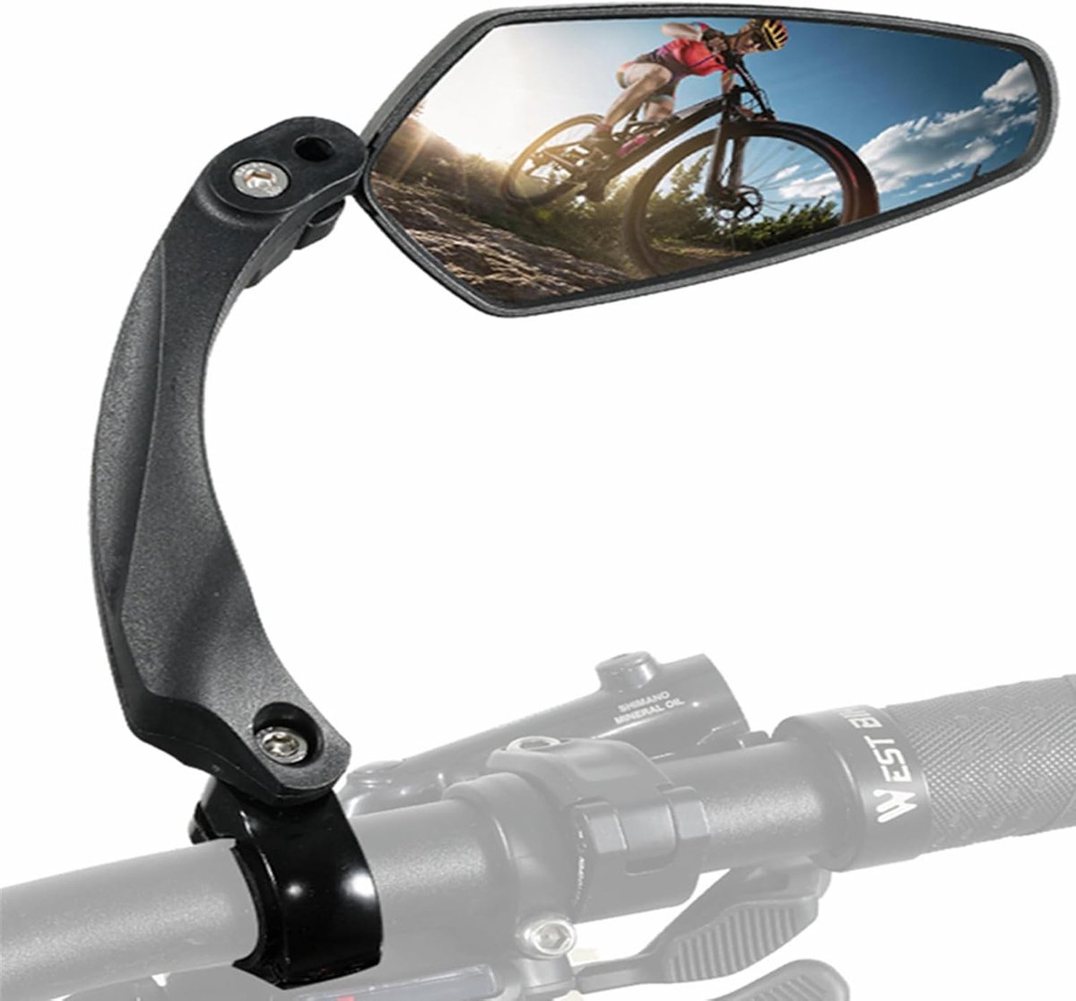 Bicycle Rearview Mirror, Handlebar Bike Mirror, HD Impact Resistant Glass Lens, Adjustable, 360° Rotation, for E-Bike - ShopVlot