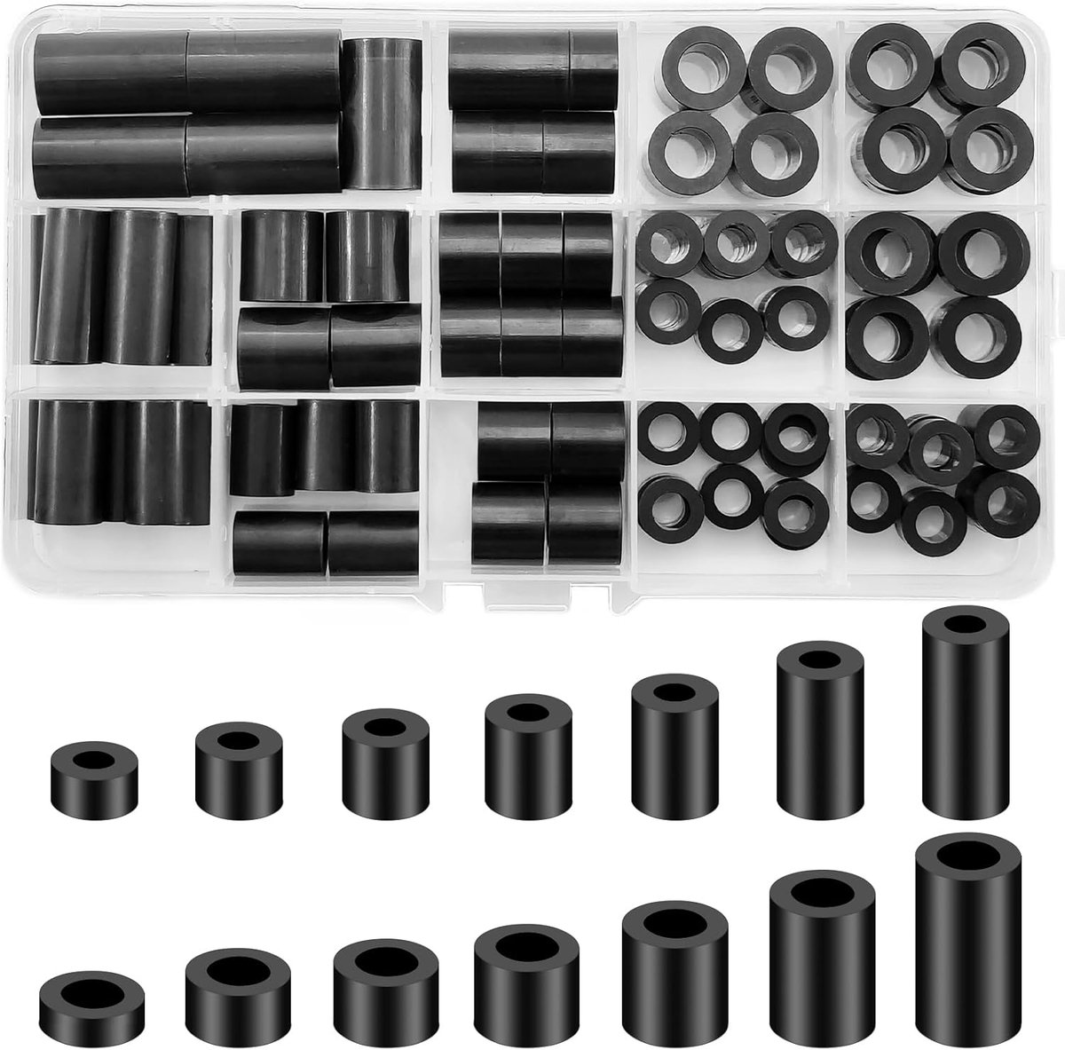 Pack of 90 Plastic Round Spacers Spacer Sleeves for M6 M8 Screws, Insulation Attachment Discs Without Wire Column Set - ShopVlot