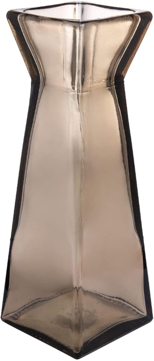 Pyramid glass vase small - brown - 10x10x30cm - glass - ShopVlot