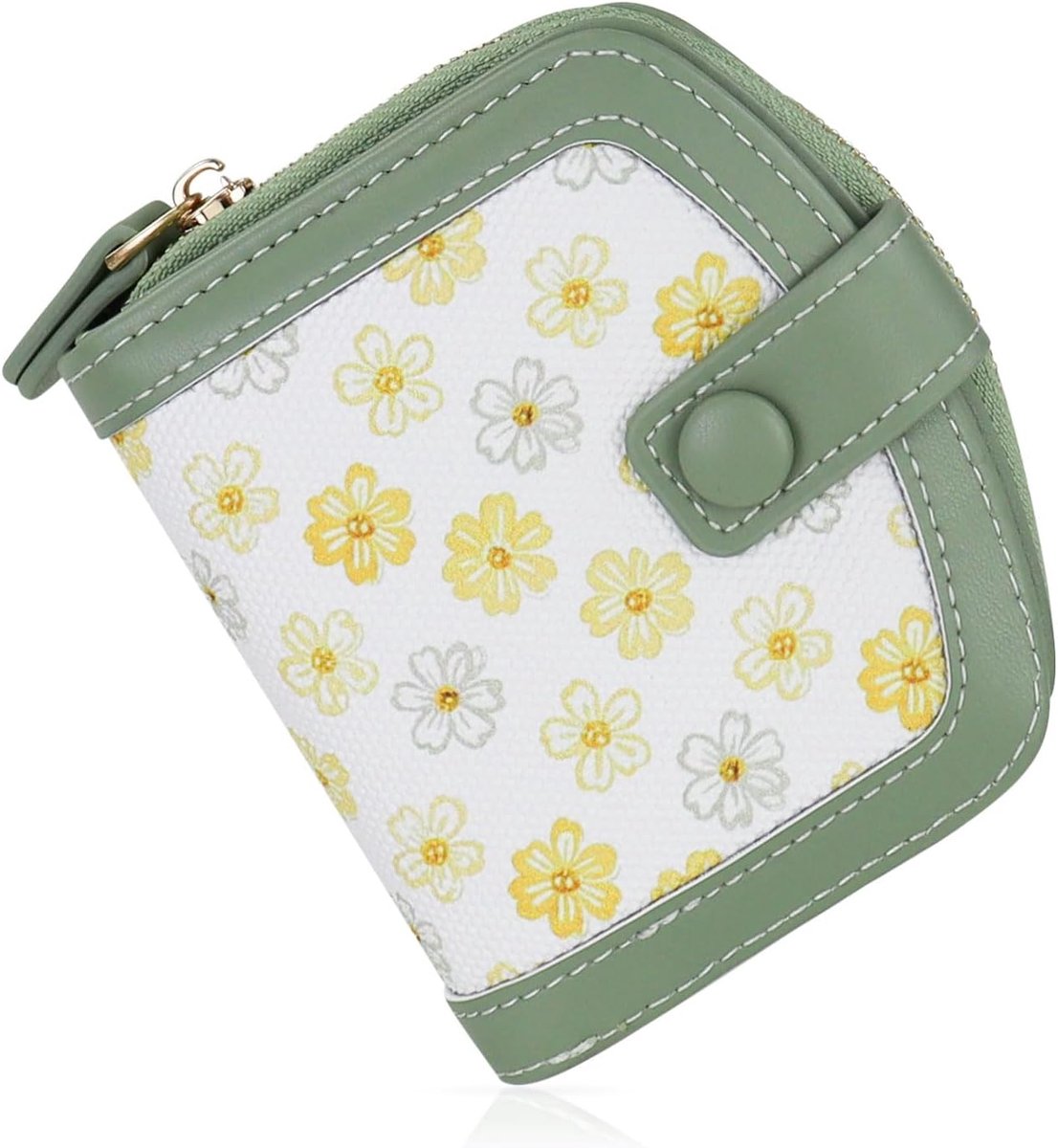 Women's Wallet, Small Daisy Flowers Wallet Women's Textured PU Leather Wallet for Women Double Card Wallet with Coin - ShopVlot