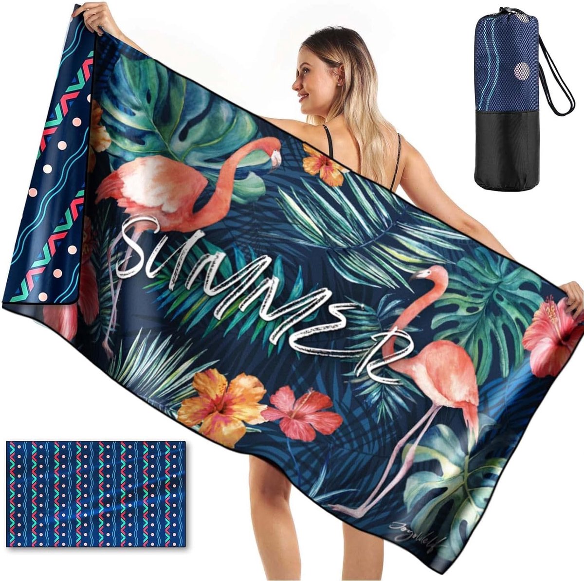 Joyoldelf Beach Towel, Microfibre Towel, Large Bath Towel, 160 x 80 cm, Sauna Towel, Beach Towel, Sand Free, Quick - ShopVlot