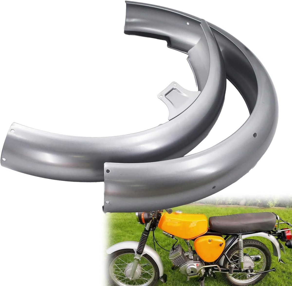Spatbord Licht Zilveren Spatbord Geschikt voor Simson S51 / S50 Incl. Klinknagels - ShopVlot