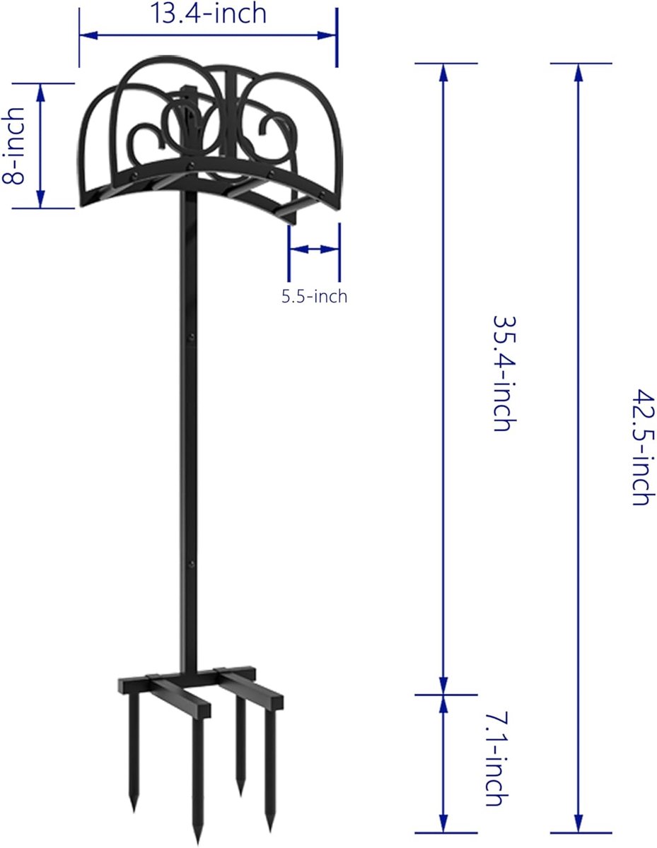 SnelShoppen - Heavy Duty Tuinslanghouder met 4 Spikes - Slangorganizer voor 45m Tuinslang - Ideaal voor Buiten, Tuin, Gazon - Zwart