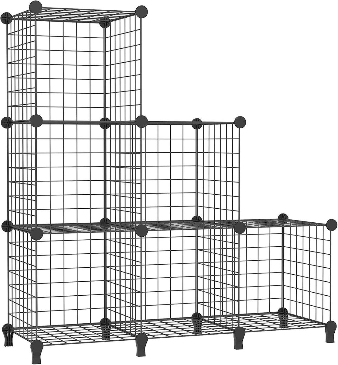 Thijox - Modulair rek kubus 6 metalen planken - Opbergoplossing voor kantoor, woonkamer, slaapkamer - Zwart USCIH06BE