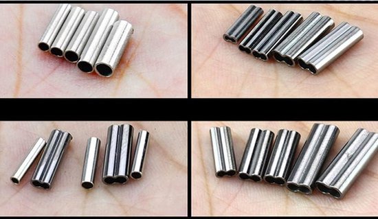 500pcs Crimp Sleeves Kit - Dubbele en Enkele Huls - Koper - Voor Vislijn en Draadverbindingen van Merkloos — afbeelding 2
