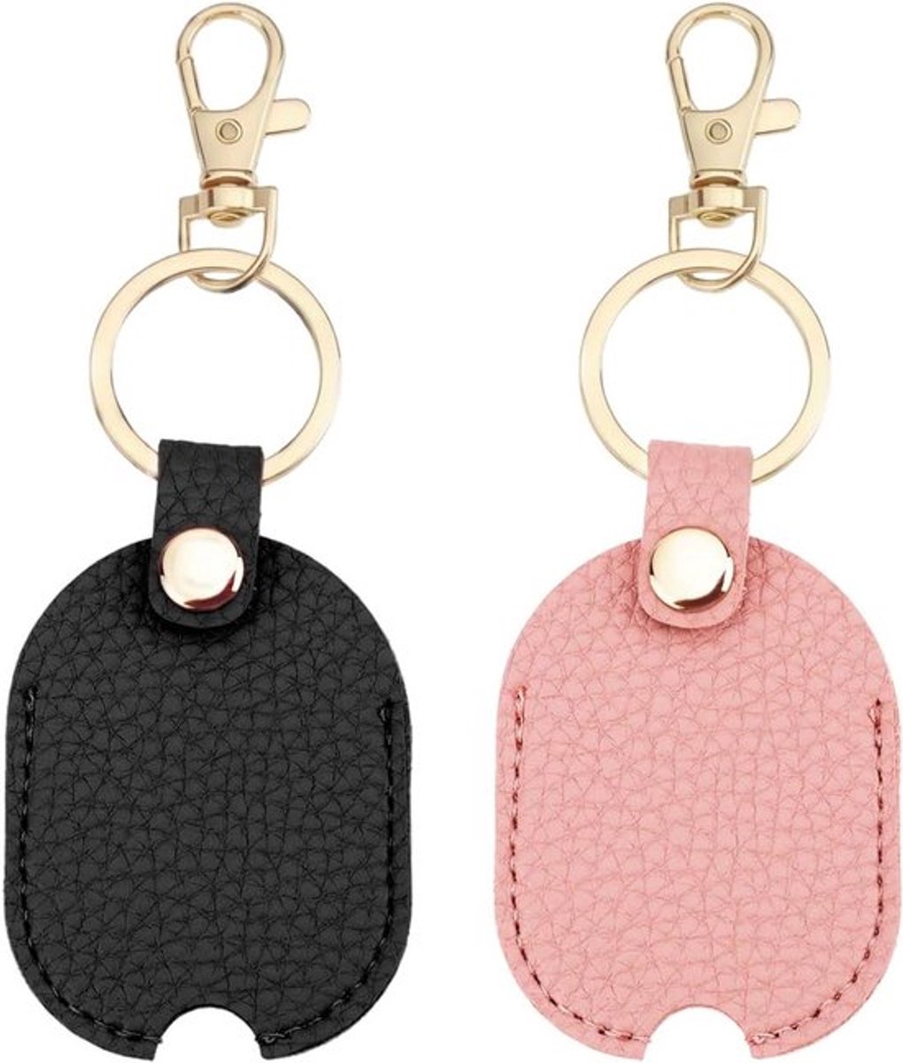 Autosleutelhoes - Sleutelhouder - Bescherming - Roze Zwart - Autosleutel vervanging - Sleutelhanger - Geschikt voor Auto en Huis - Lederen Sleutelbeschermer 7 x 4,5 x 5,51 cm
