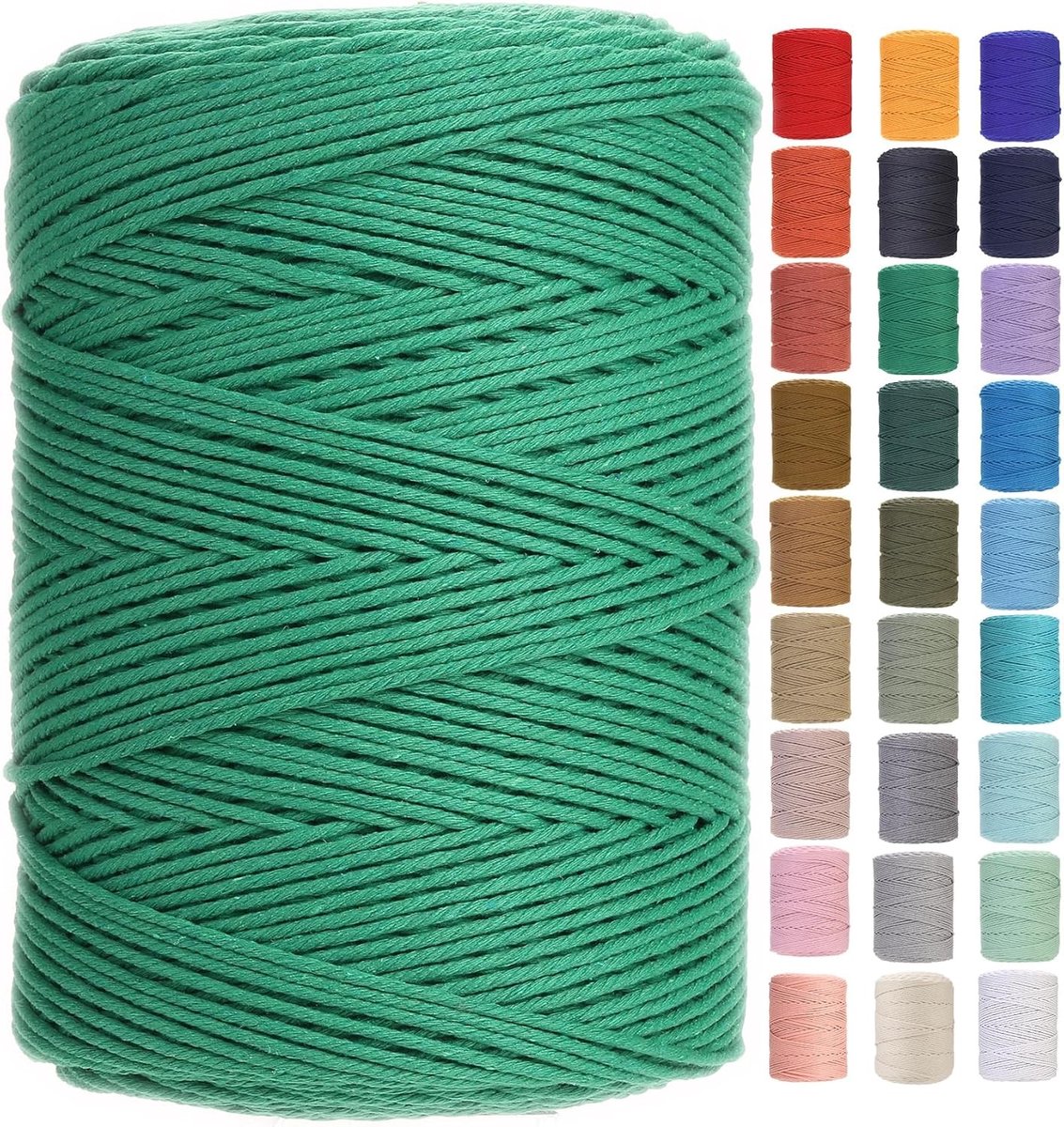 Premium Katoenen Macramé Touw 3 mm x 450 m, Zacht en Duurzaam, Ideaal voor Macramé Projecten en Creatieve Ambachten