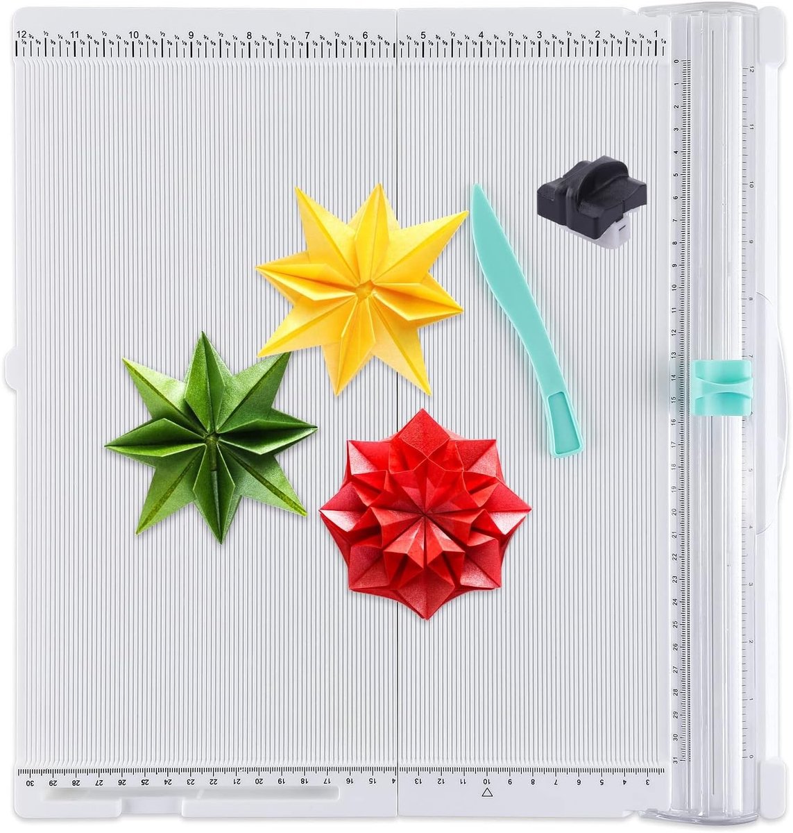 Papier snijmachine en vouwbord 30 x 30 cm met 2 vervangende messen voor knutselen, boeken en geschenkdozen
