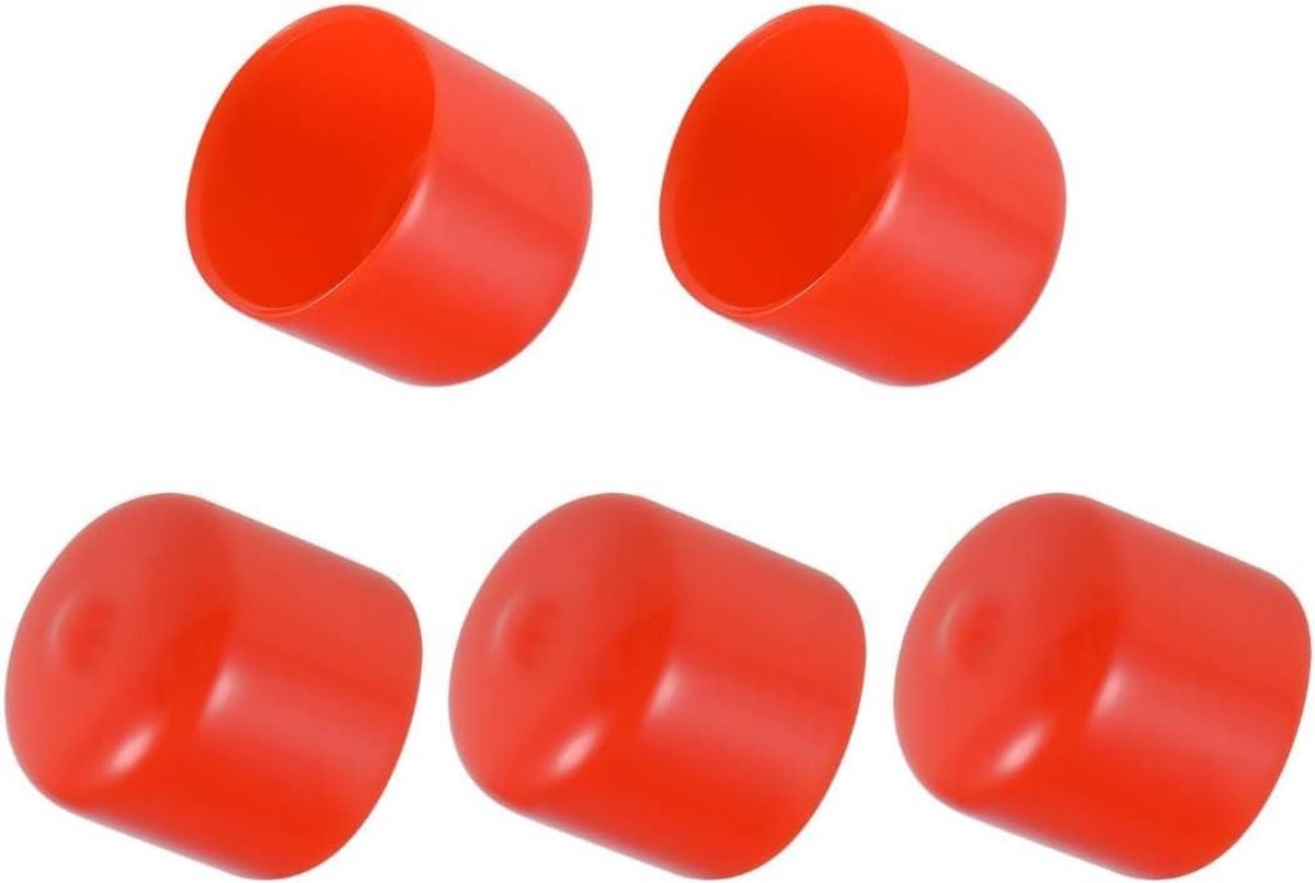 25mm Rubber End Caps - Vinyl Ronde Eindkappen voor Veiligheid, Rood, 5 Stuks - Ideaal voor Meubels en Bescherming