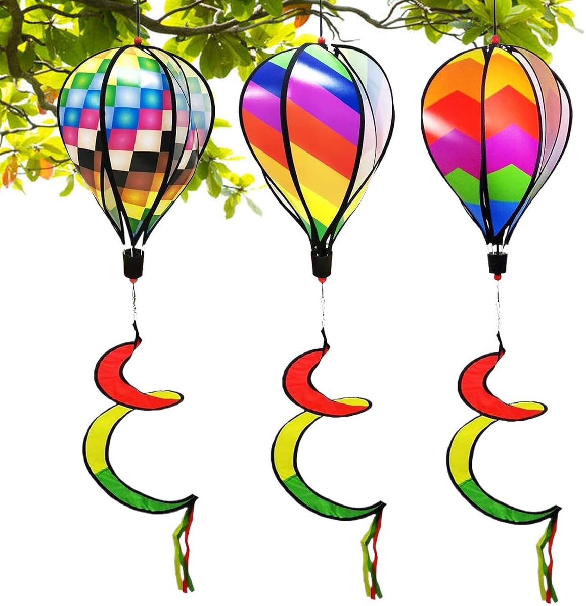 LISM-Windwijzerset met 3 regenboogballondecoraties | Windmolenvormig draaiend wiel, Geschikt voor thuis, gazon, achtertuin, veranda, bruiloft, feest.