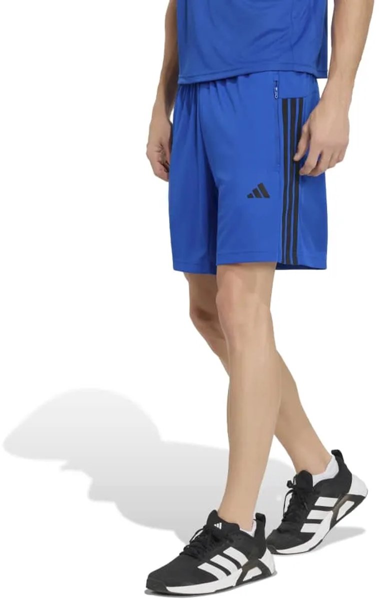 Adidas Workout Essentials Base 3 Stripes Pique 7´´ Korte Broek Regular Man Blauw