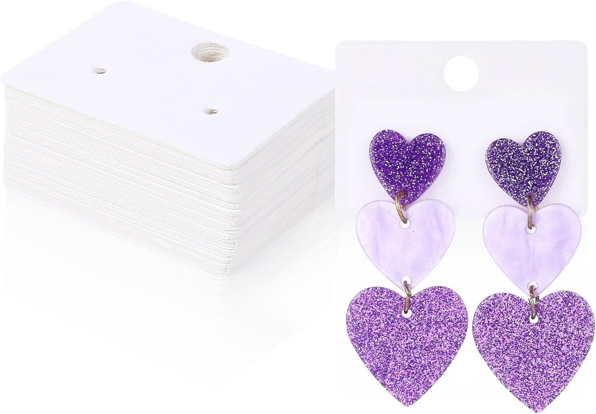200PCS Oorbellenkaarten, 1.77 x 1.26 Inch Witte Oorbeldisplay Houder, Papieren Tags voor Oorbellen en Sieraden, Perfect voor Verpakking en Presentatie