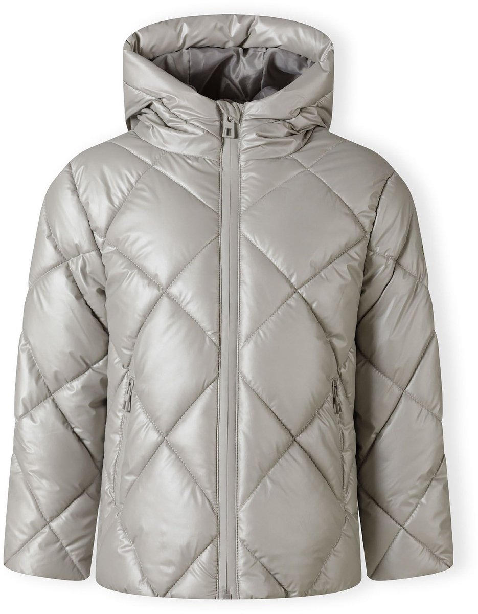 Minoti gewatteerde winterjas meisjes met capuchon - puffer - zilver