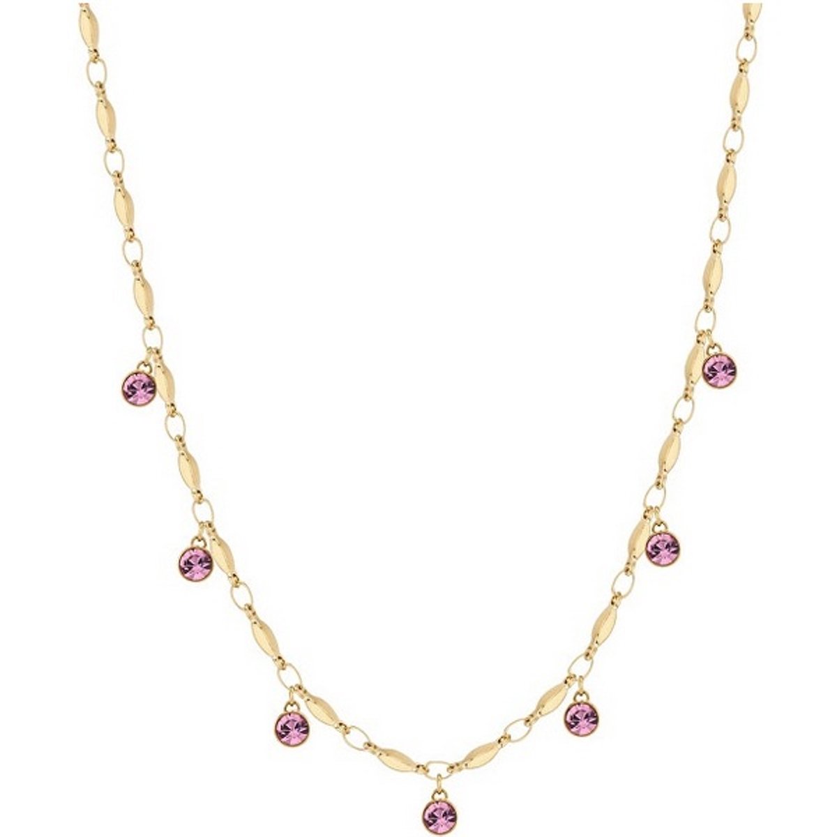 BROSWAY SYMPHONIA BYM142 GOLD-PLATED KETTING MET ROZE KRISTALLEN 1 STUK