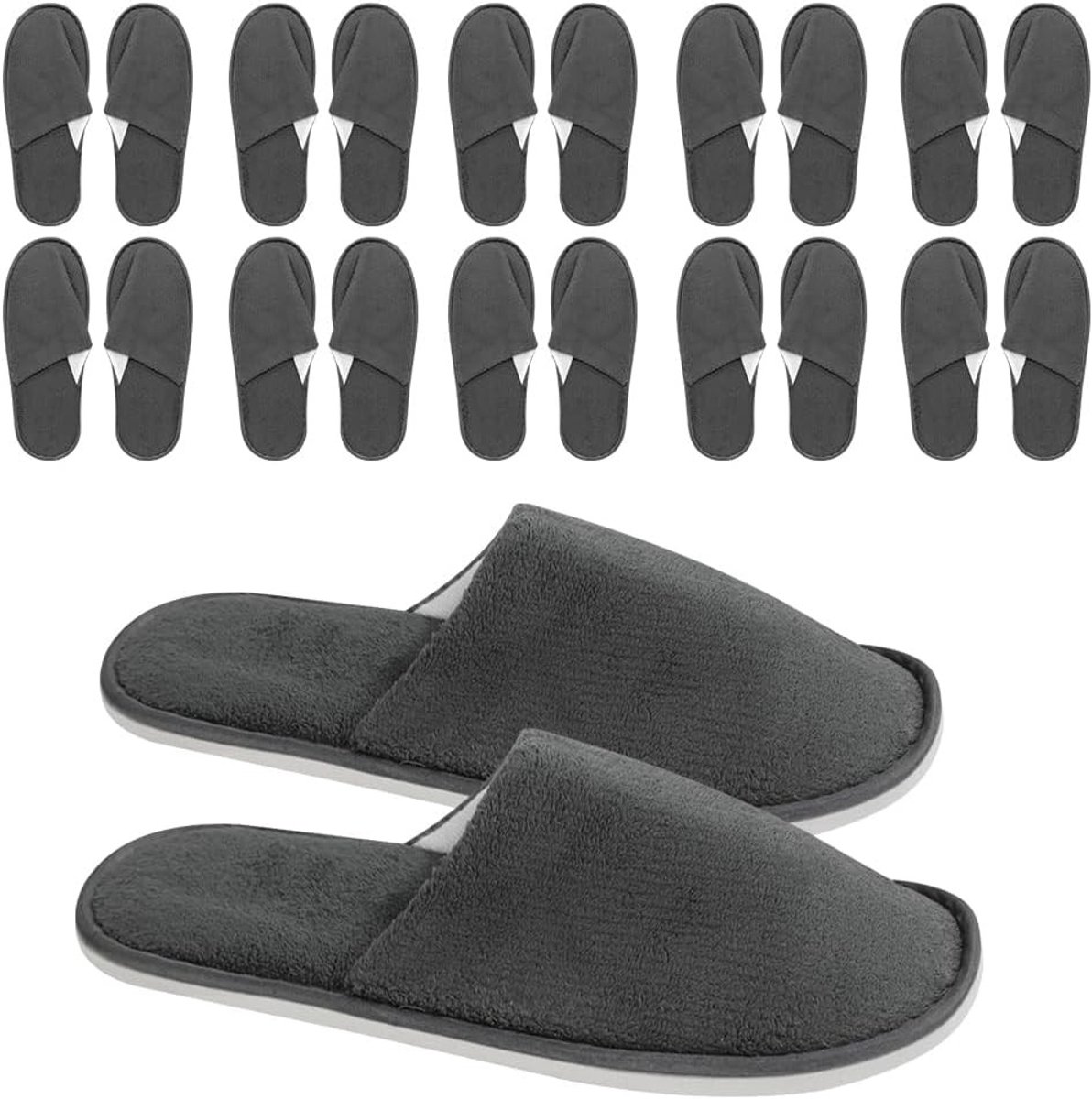 Wegwerp hotelpantoffels voor gasten, antislip velours, koraal, uniseks, ideaal voor spa, sauna en schoonheidssalon, 12 paar, 29 x 11,5 cm