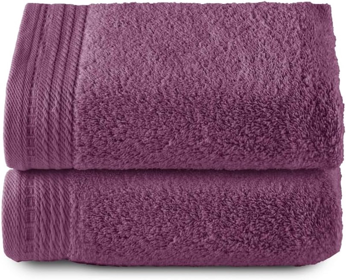 SnelShoppen - Premium Grote Badhanddoeken Set van 2 - 100% Katoen, 600 g/m², Sneldrogend, Lintvrij, 50 x 100 cm, Eggplant, Perfect voor Thuis, Camping