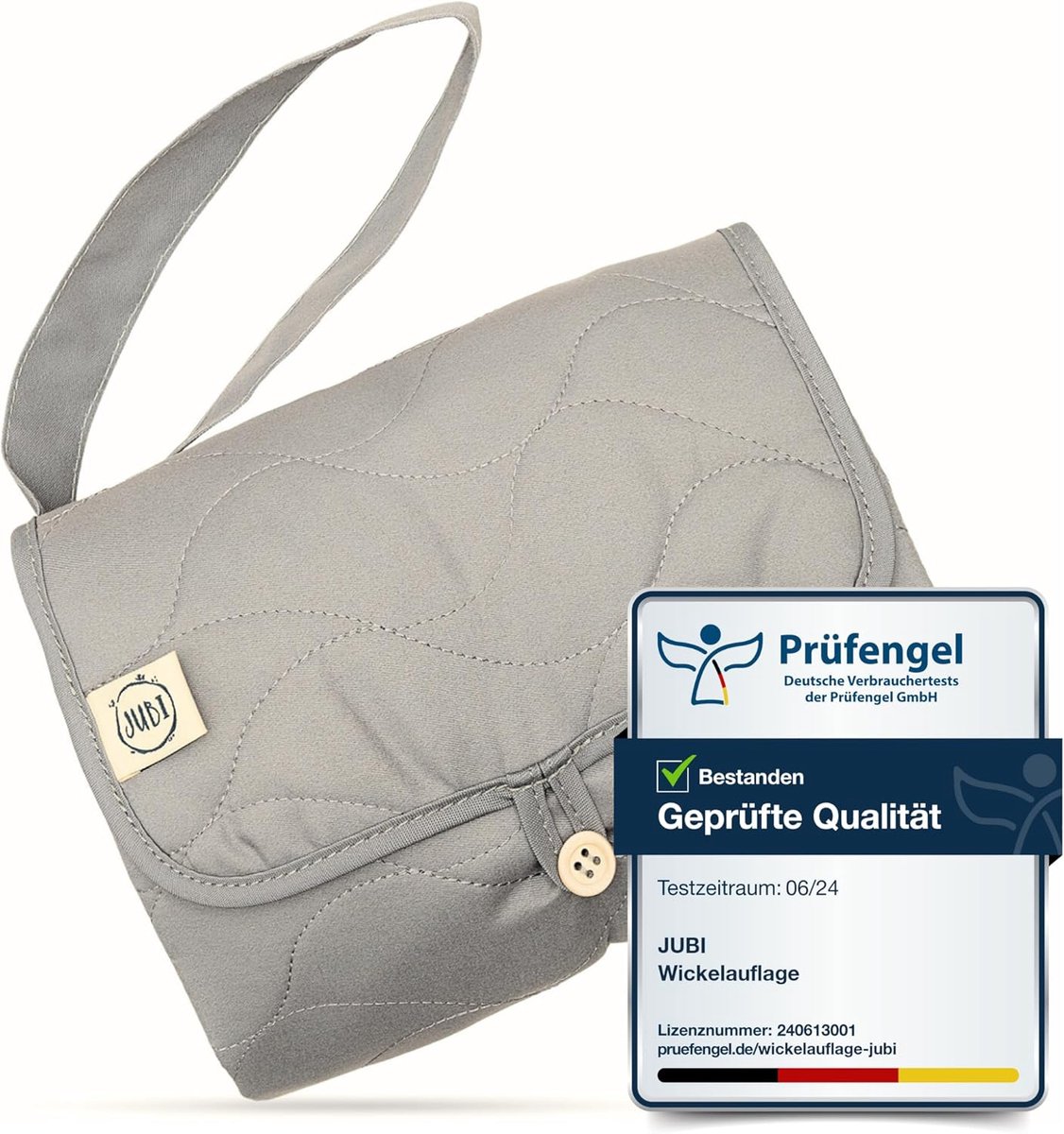 Thijox - Jubi® Verschoningsmatje Onderweg Grijs - Biologisch Katoen & Öko-Tex Polyester - Compact, Opvouwbaar, Wasbaar - Ideaal voor Reizen, Uitstapje