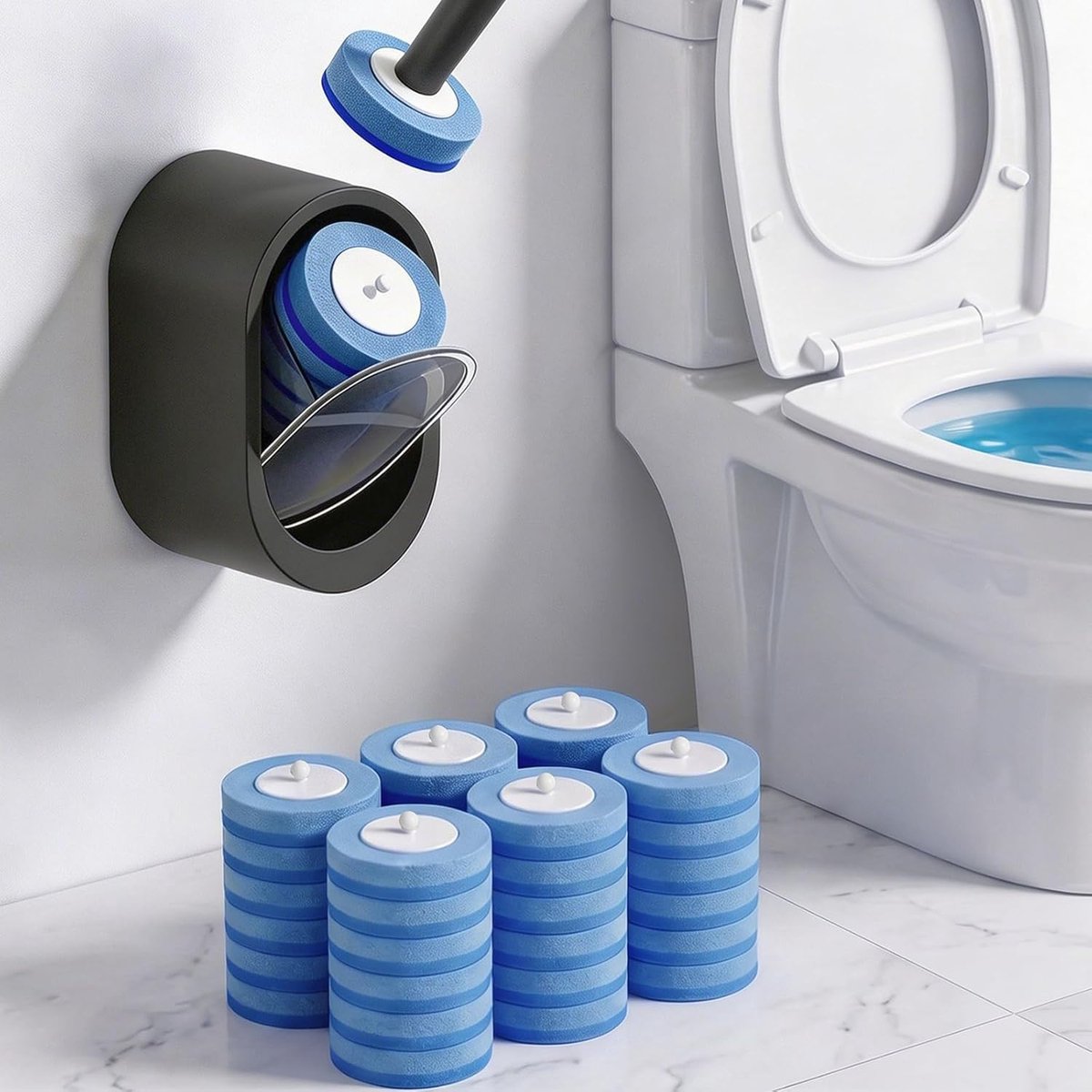 Thijox - Wegwerp Toiletborstel met 36 Navullingen - Lange Steel, Reinigingsmiddel, Sterke Reiniging, Bacteriedodend, Voor Toiletten en Badkuipen, Hygi