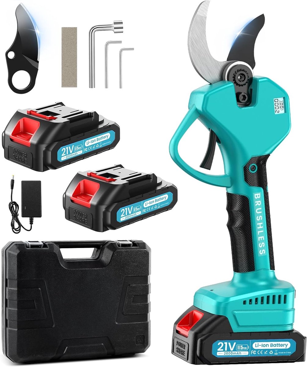 Thijox - Elektrische Snoeischaar 21V 2x2Ah Accu - Draagbare Snoeischaar met Display voor Tuin, Boomgaard, Park - Max. Snijdikte 40-50mm - Stil en Gelu