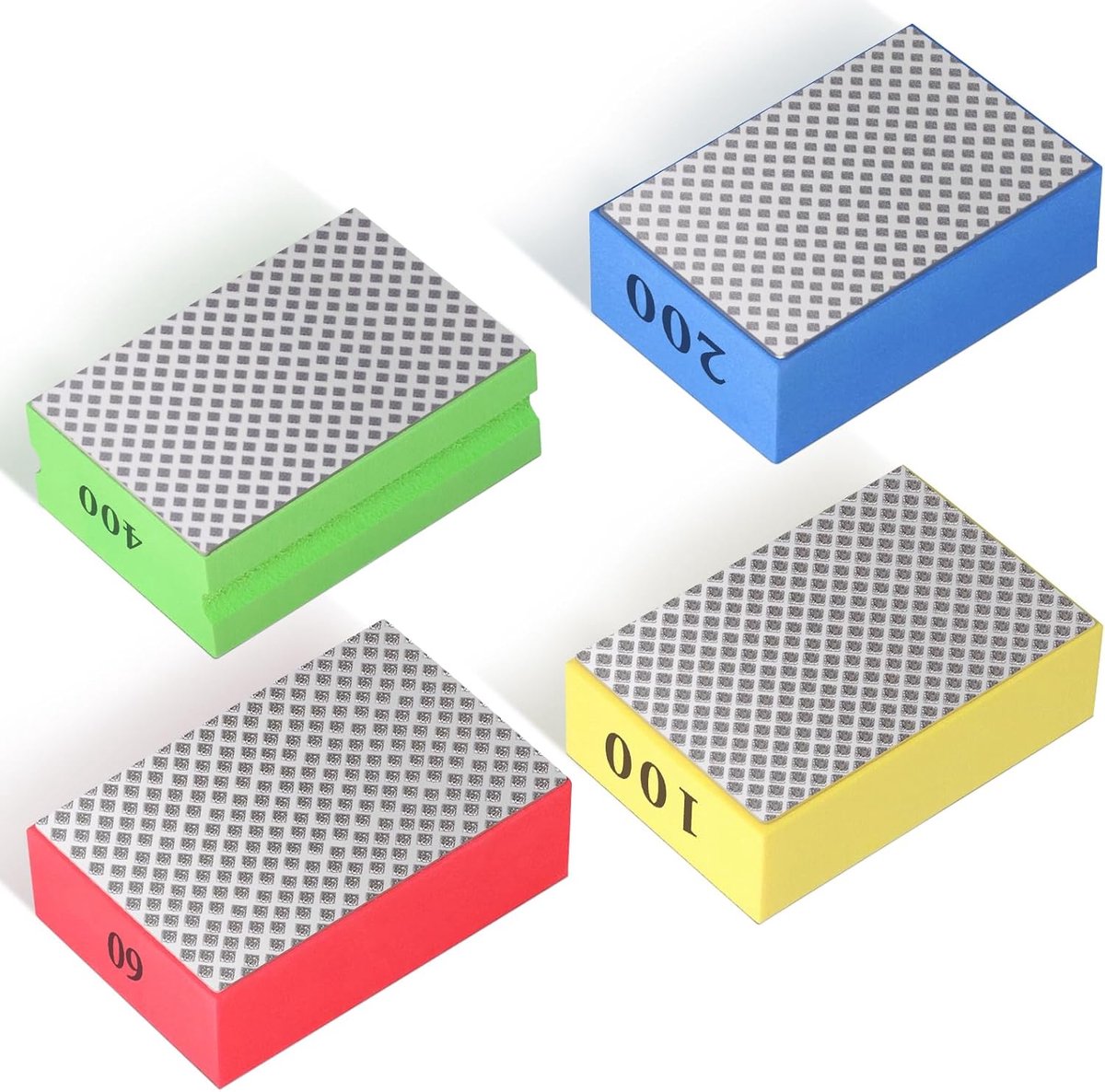 SnelShoppen - 4Pcs Schuurblokken, Diamanten Hand Polijst Pads voor Steen, Keramiek, Tegels en Glas - Herbruikbare Slijppads voor Grof en Fijn Schuren