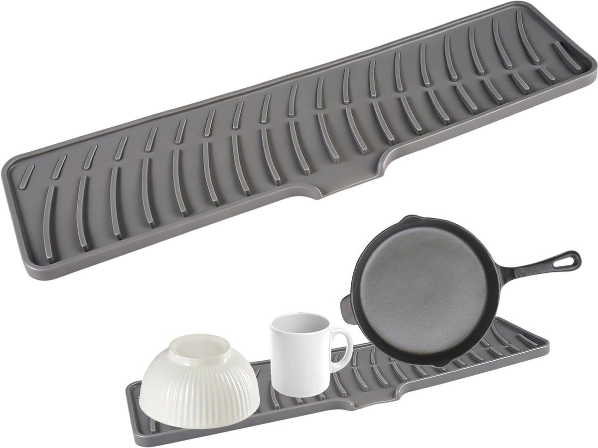 SnelShoppen - Silicone Afwasdrainer Mat 42x10cm - Smalle Keukenmat met Afvoer - Ideaal voor Aanrecht, Snelle Droogtijd, Korrelige Drainage, Keukenacce