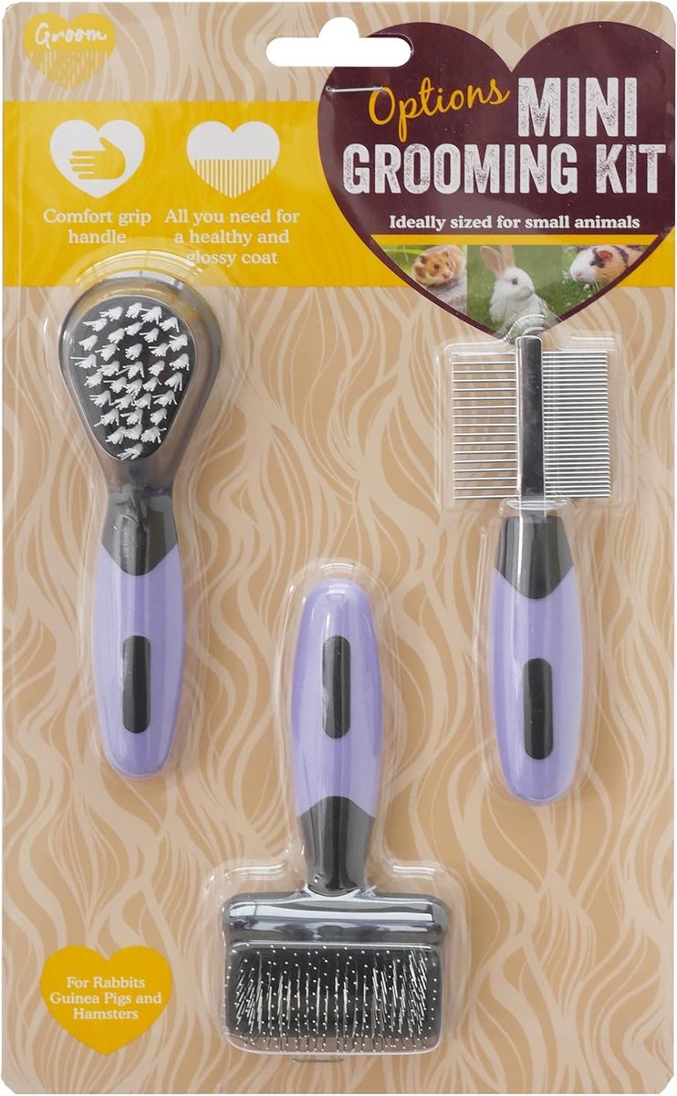 Thijox - Mini Grooming Set voor Kleine Huisdieren - Hoogwaardige Verzorgingsartikelen - Dubbelzijdige Kam, Borstel en Nagelknipper - Perfect voor Katt