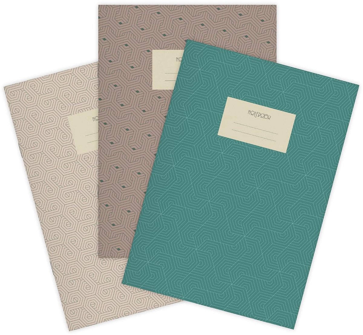 SnelShoppen - Set van 3 Notitieschriften A5 met Geometrische Patronen | 32 Vellen Gestippeld Raster | Handgemaakt in Duitsland | Perfect voor School,