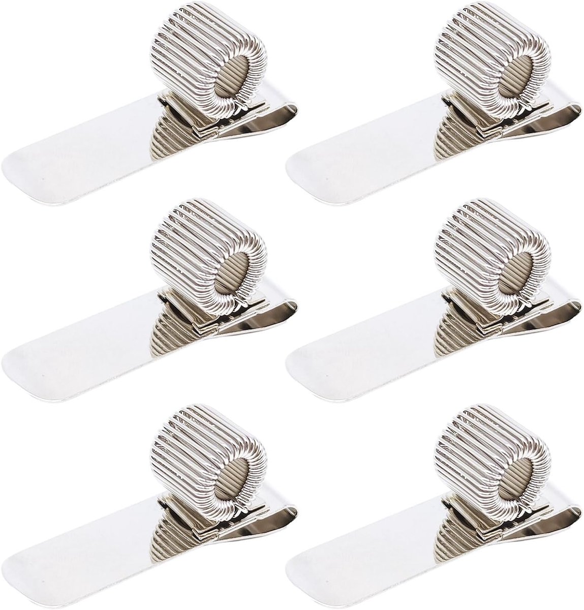 Thijox - 6 Stuks Metalen Penhouder Universele Roestvrij Staal Zilveren Matel Clip Verstelbare Enkele Potloodhouder met Zakclip voor Notebook en Klembo