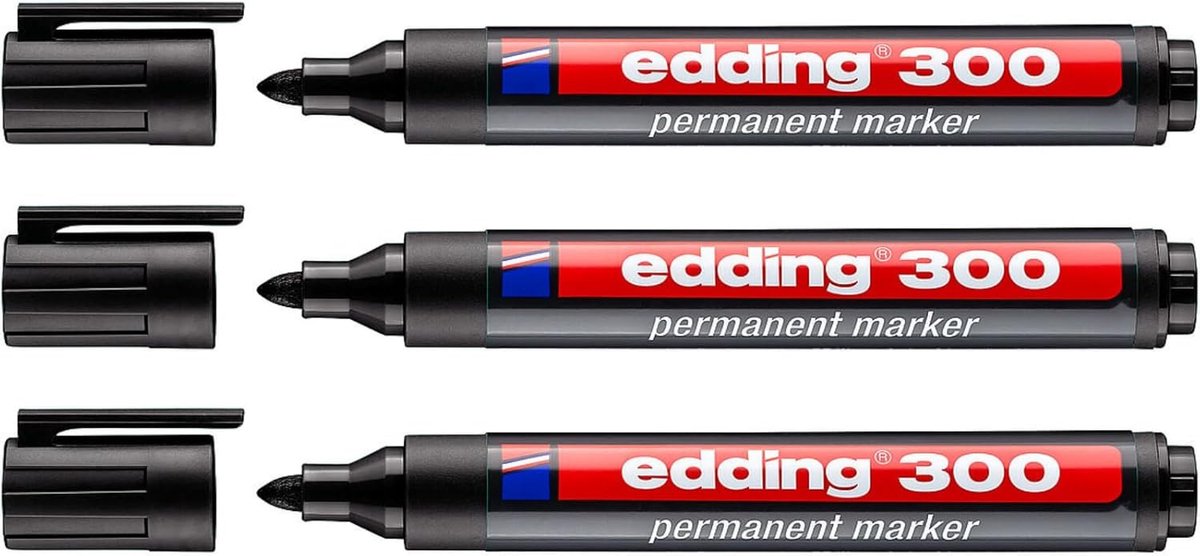SnelShoppen - Permanente Marker 3-pack - Ronde Punt, Zwart - Sneldrogend, Waterbestendig, Slijtvast - Ideaal voor Karton, Metaal, Rubber, Glas en Kuns