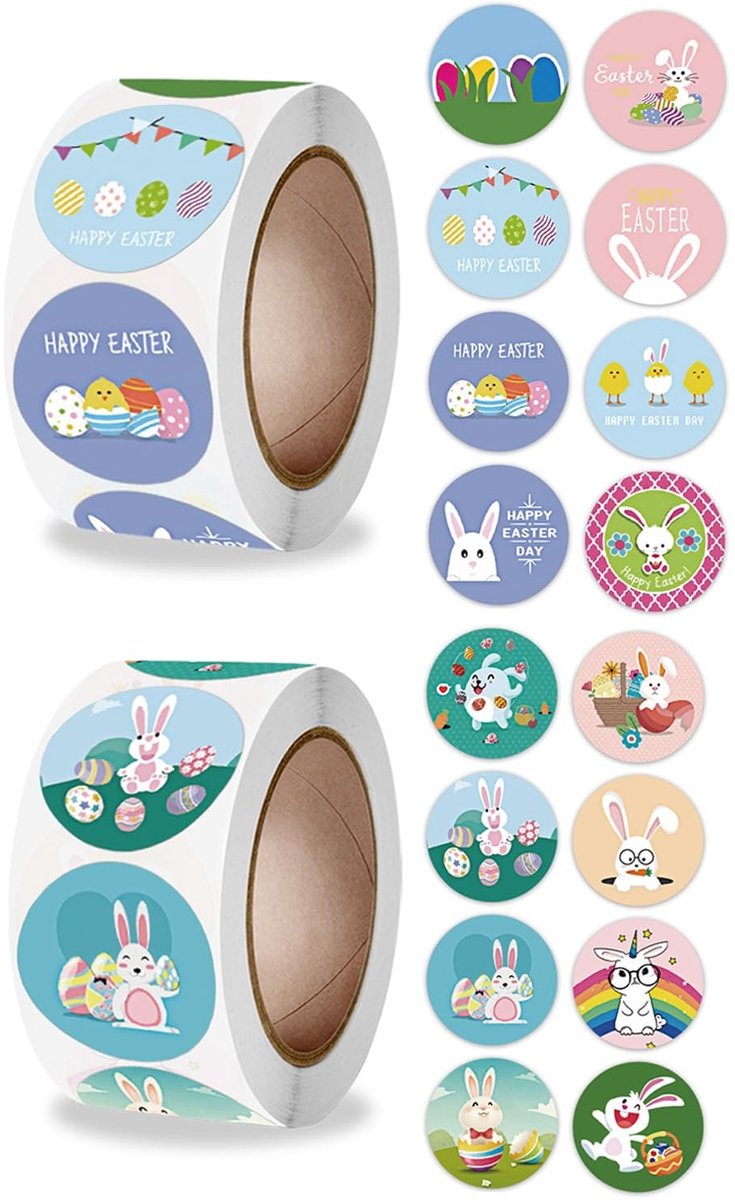Dailygoods- Paasstickers Zelfklevend - Paasei Stickers - Decoratieve Stickers - Paasstickers Raam - Paasstickers Fijne Paasdagen - Schattige Patronen - Decoratiestickers