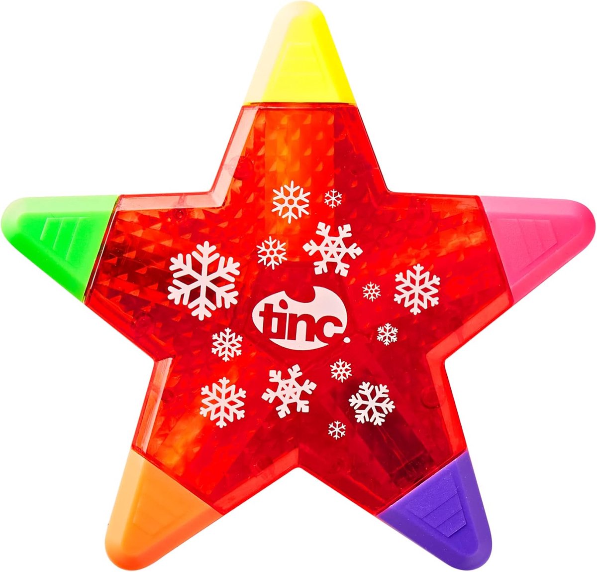 SnelShoppen - Tinc Stervormige Sneeuwvlok 5-in-1 Multi Gekleurde Markeerstift voor Kinderen - Rood - Perfect als Kousvuller en Kerstmarkeerstift voor