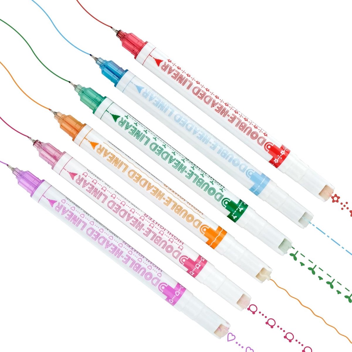 Thijox - Curve markeerstiftenset - 6 Fluorescerende dubbele punt markeerstiften - Kleurpennen voor journaling, notities, planner, scrapbooking - Perfe