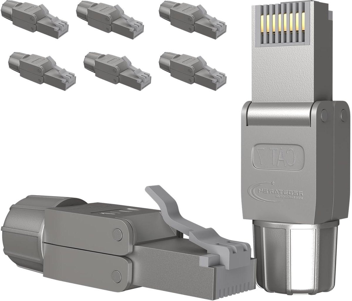 Netwerk Plug - RJ45 Connector - Snel Internet - Tool-Free Installatie - CAT7 AWG22-24 - Grijs