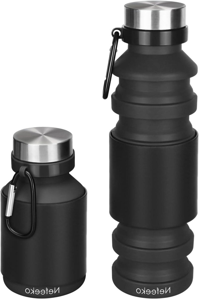 Opvouwbare Waterfles - Herbruikbare Fles - Sport En Reizen - Lekvrij Ontwerp - 18 oz - Zwart