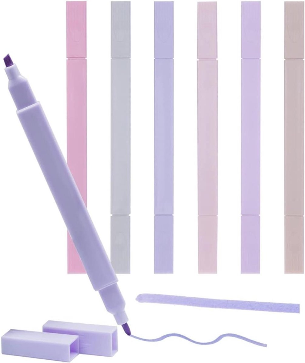 Text Markers - Pastel Markers - Studie Notities - Dubbelzijdig - 6 Stuks - Gekleurd