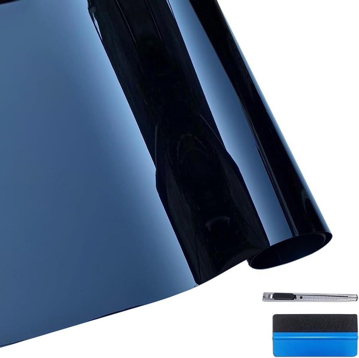 Glans Vinyl Folie - Zwarte Wrap - Auto Styling - Luchtkanaal Technologie - 30 x 150 cm - H